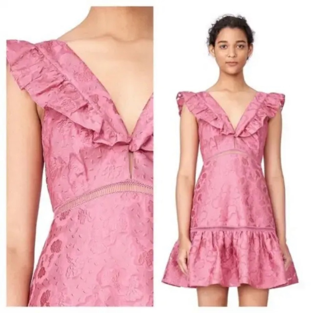 NEW ! NWT REBECCA TAYLOR Silk Blend Aly Mini Dress Bloom Pink Size 0